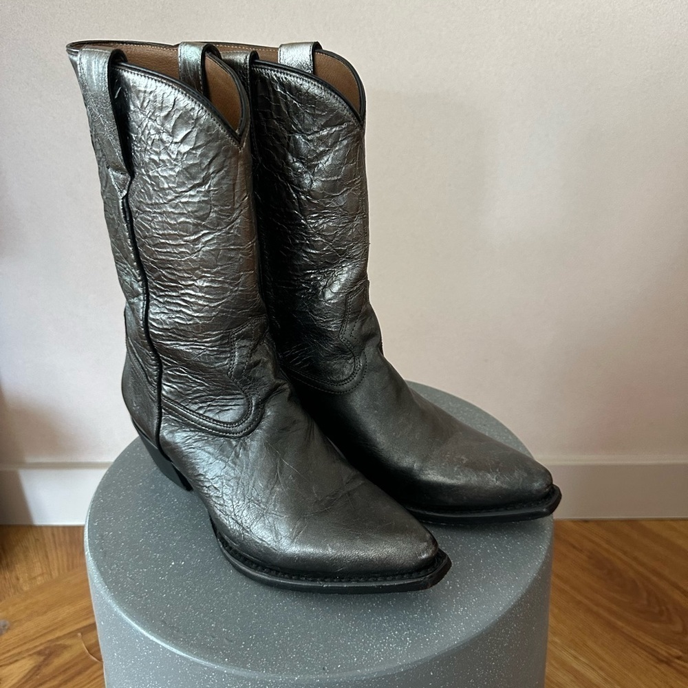Frye Leather Metallic Cowboy Boots
